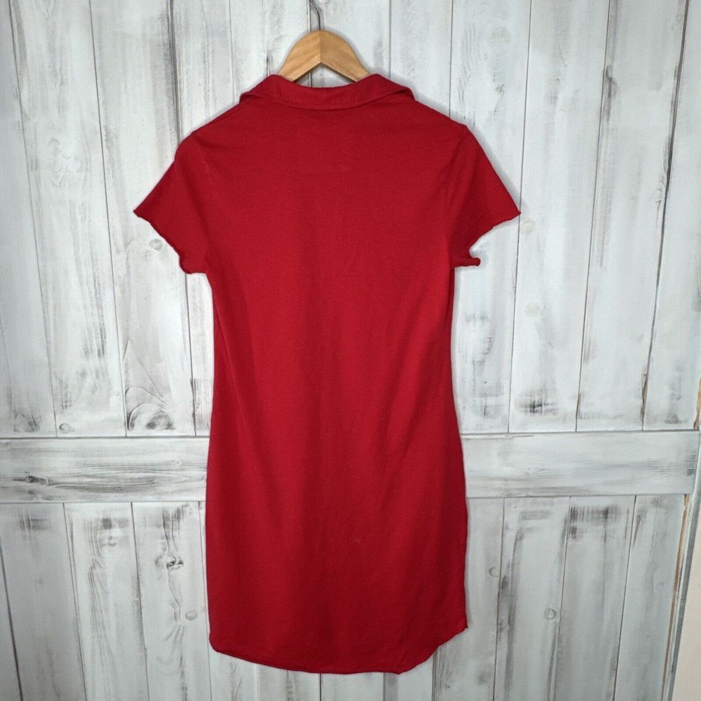 FRANK & EILEEN LAUREN HERITAGE JERSEY SHORT SLEEVE KNIT POLO SHIRT DRESS RED XS