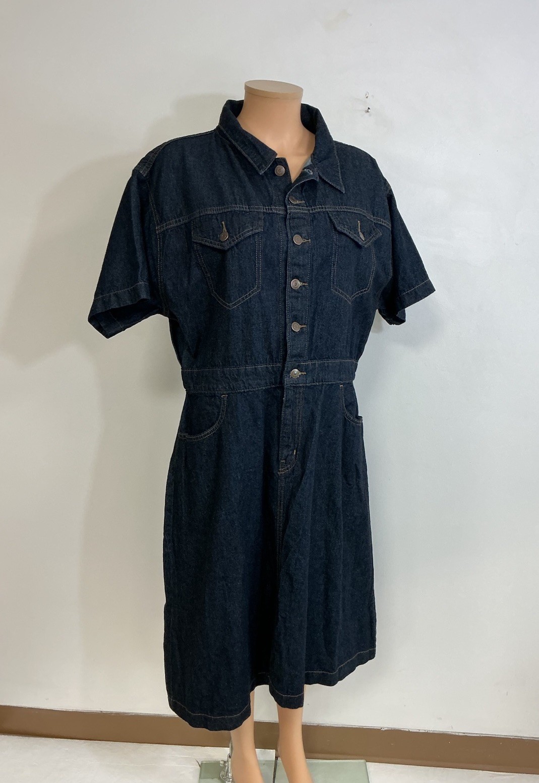 Levi’s Jean Dress Short Sleeve Collared Western Blue Denim Womens Large