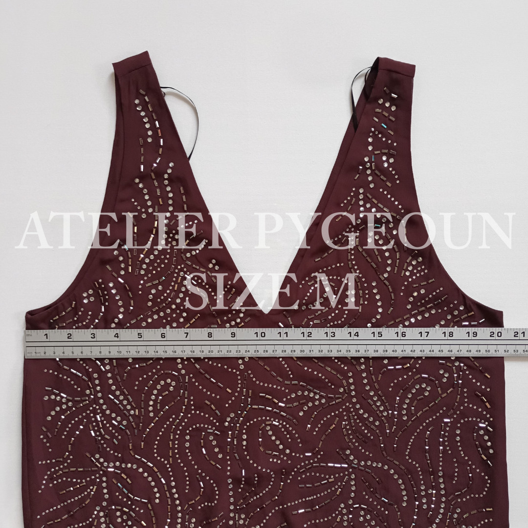 NWT H&M Rhinestone-embellished Dress Burgundy Red 1253886001 XS, S, M, L, XL