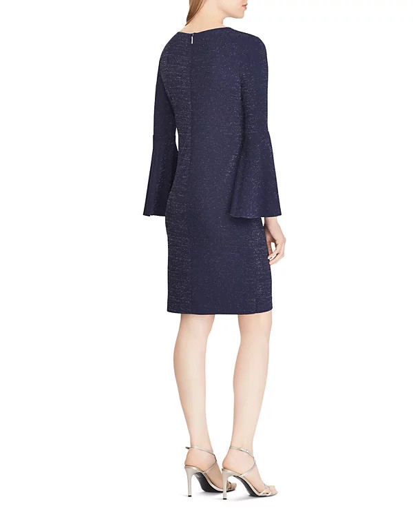 LAUREN Ralph Lauren Boat Neck 3/4-Sleeve Ruched Jersey Sheath Cocktail Dress, 2P