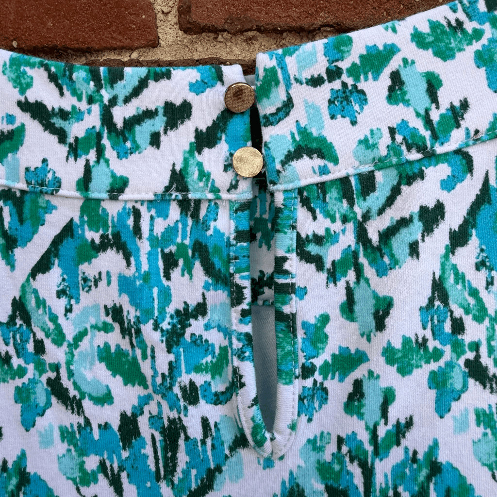 Talbots Women’s Ikat Floral Print Sleeveless Midi Dress White Blue green 2X NEW