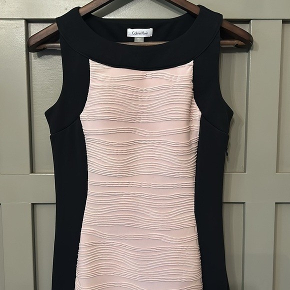 Calvin Klein Career Workwear Dress Black & Nude Textured Panel Size 4