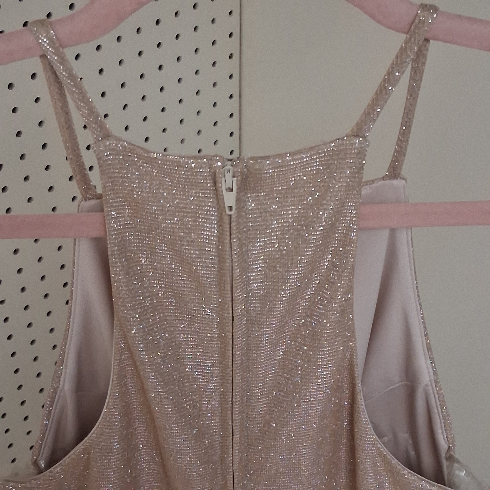 Bridesmaid Gown Sz 5/6 Nude Champagne Floral Tulle Prom Formal Dress Sheer Mesh