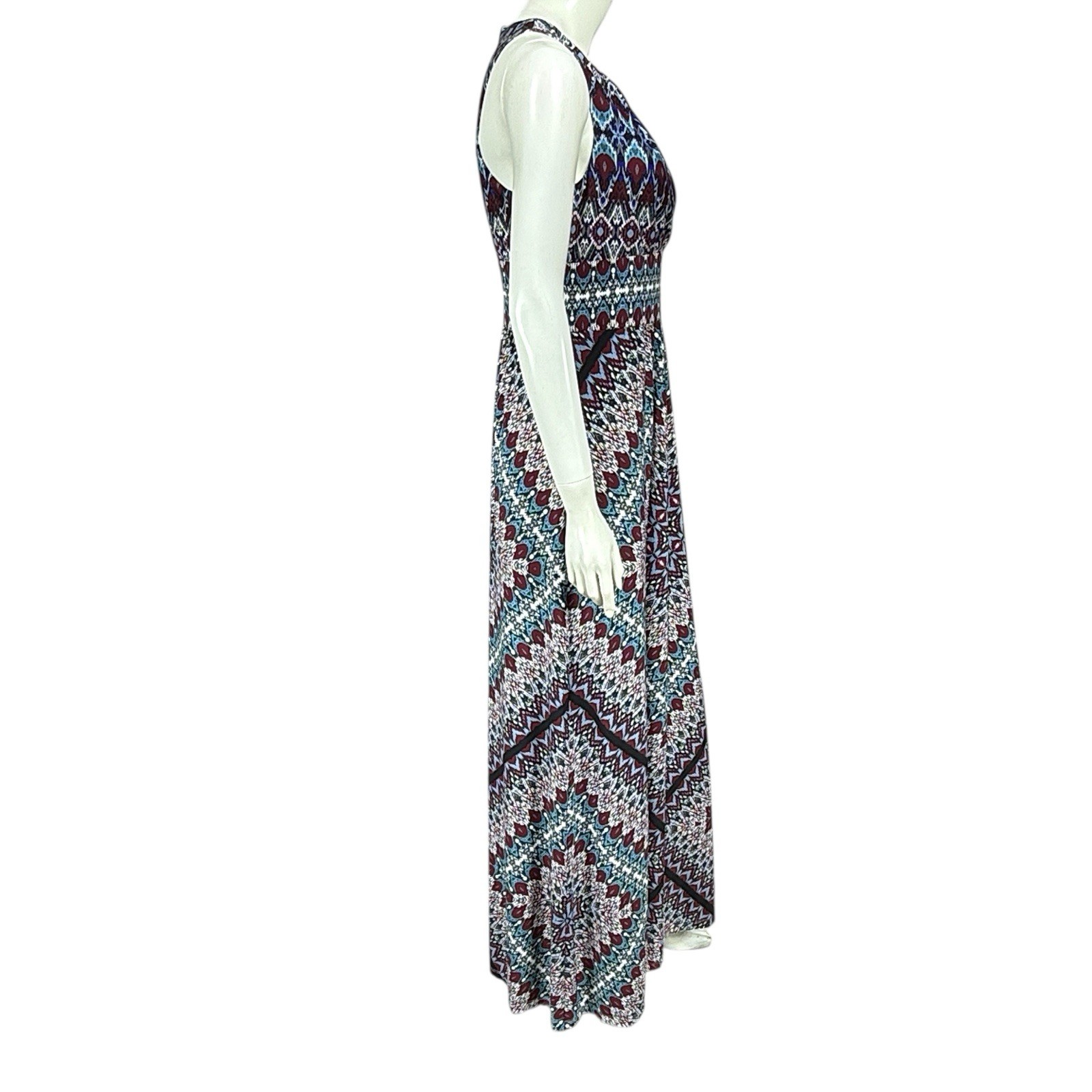 London Times Dress Womens 6 Maxi Mandala Ikat Boho Festival Kaleidoscope Trop