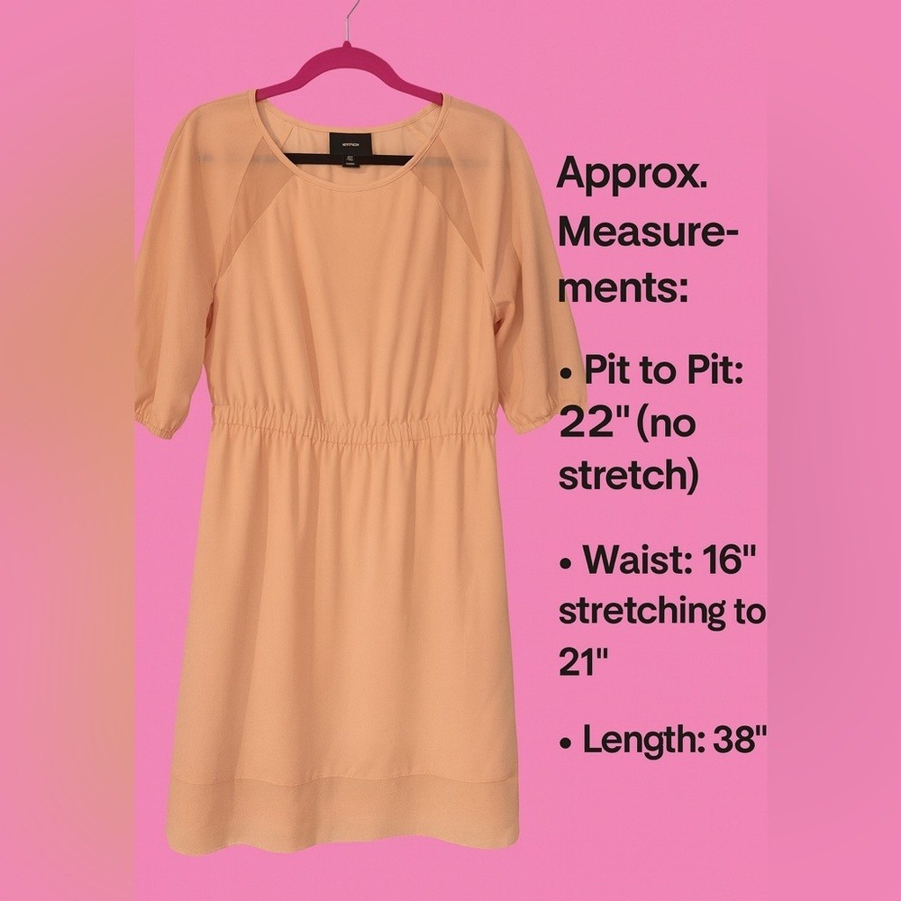 Mossimo Peach Sheer Shoulder Elastic Waist Dress XL
