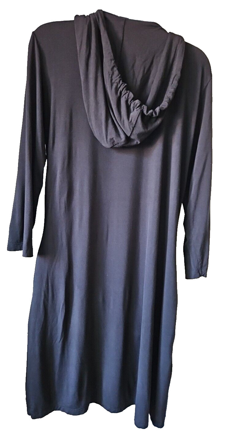 Jones New York Cover Up Dress Sz S Black Lightweight Jersey Hooded Pockets Swim