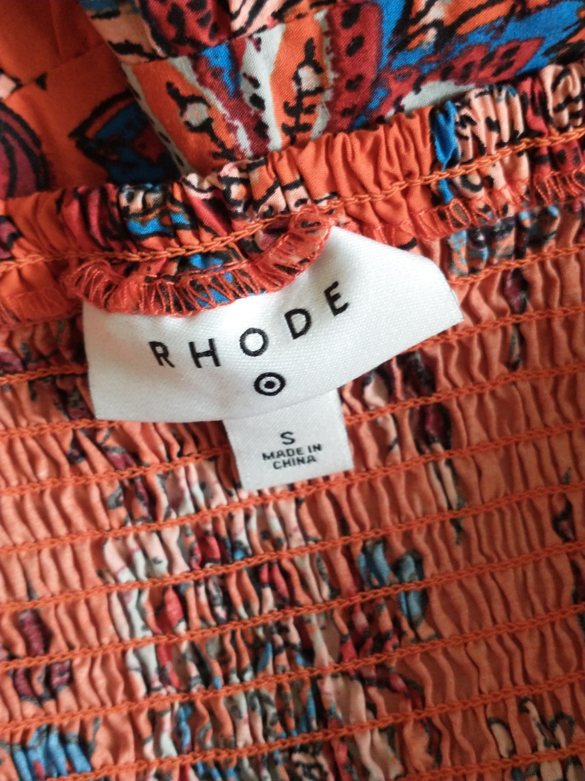 Rhode For Target Orange Boho Block Print Cotton Maxi Dress S