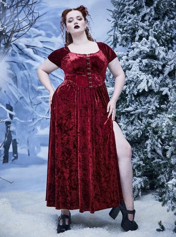 Torrid Nightfall Hook & Eye Velour Maxi Dress Windsor Wine (Red) Size 0X NWT