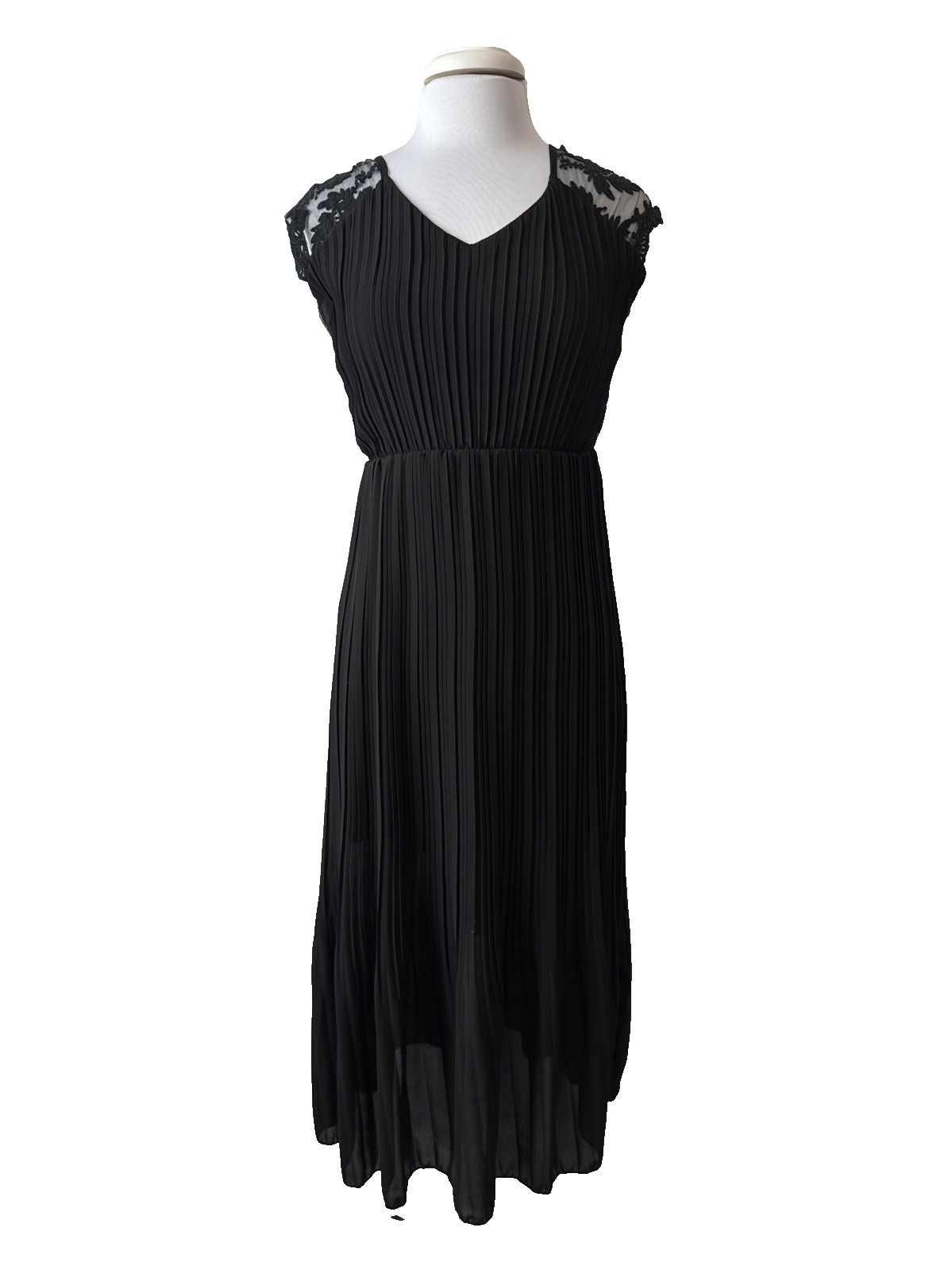 Whimsigoth Romantic Sheer Lace Pleated Dress M Boho Coquette Timeless Classic