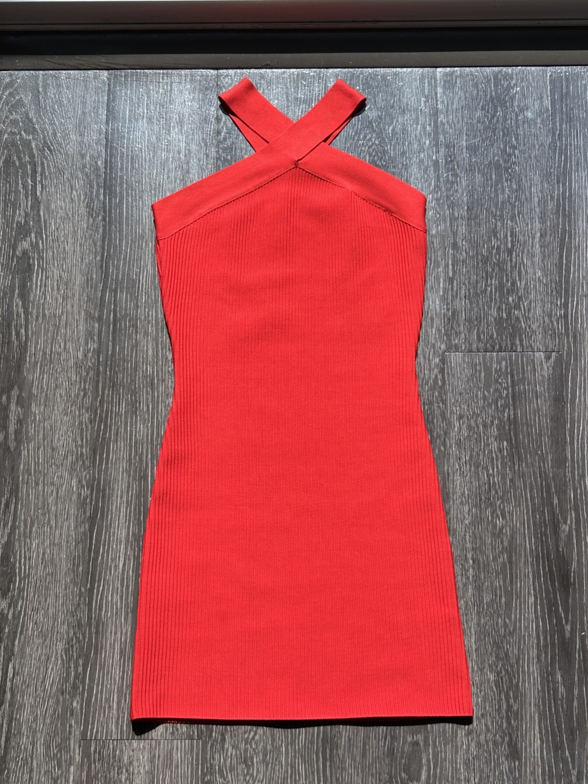 Sincerely Jules Red Ribbed Halter Bodycon Mini Dress XS