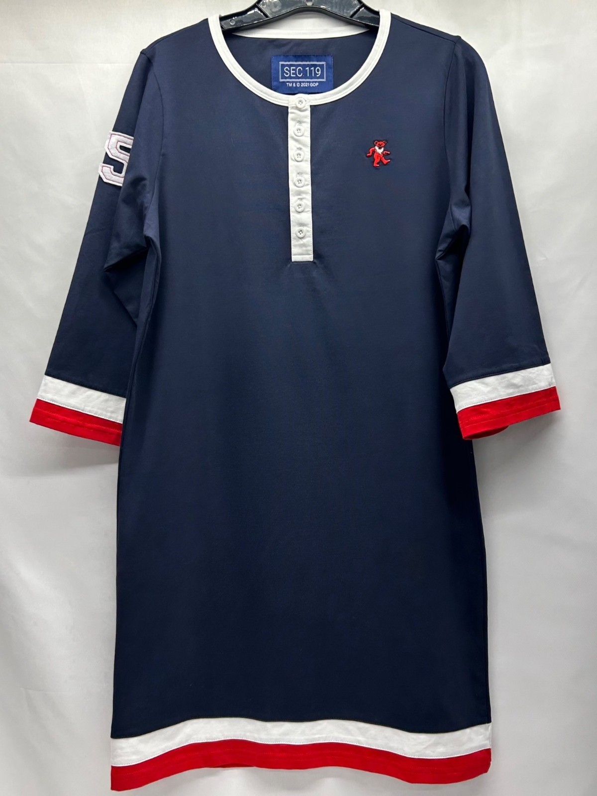 Grateful Dead Womens Navy Henley Dress By SEC.119 With Dancing Bear Logo Size S
