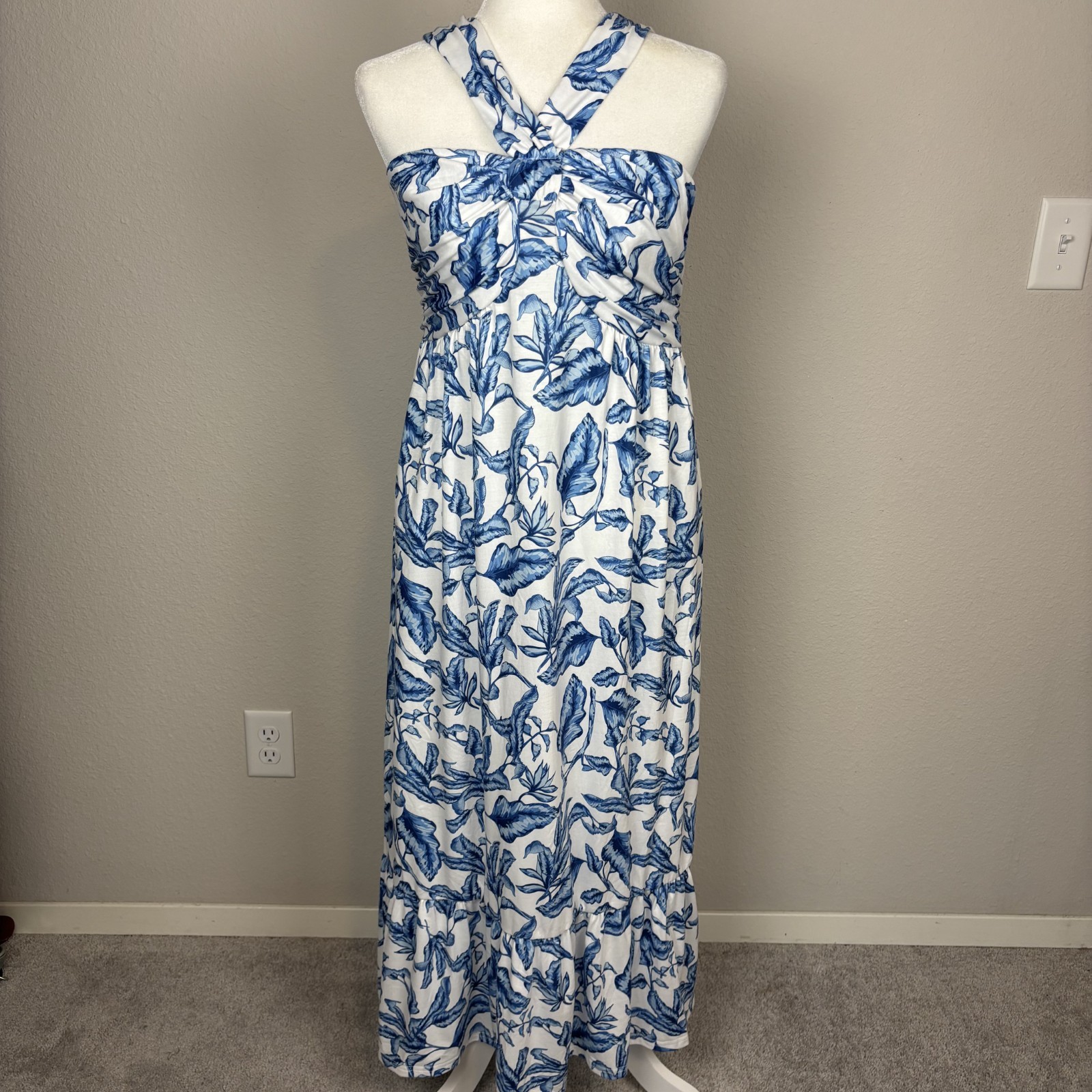 GRACE KARIN Dress Medium Floral Halter Resort Cruise Summer Pockets Sleeveless