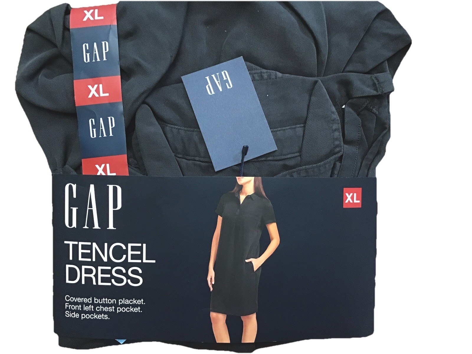 New GAP Size XL Womens Lightweight Relaxed Fit Pocketed Tencel Dress gray (D8)