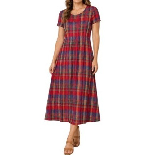 Vintage Red Plaid Tartan Maxi Dress Sz 10 Cottagecore Academia Positive Attitude