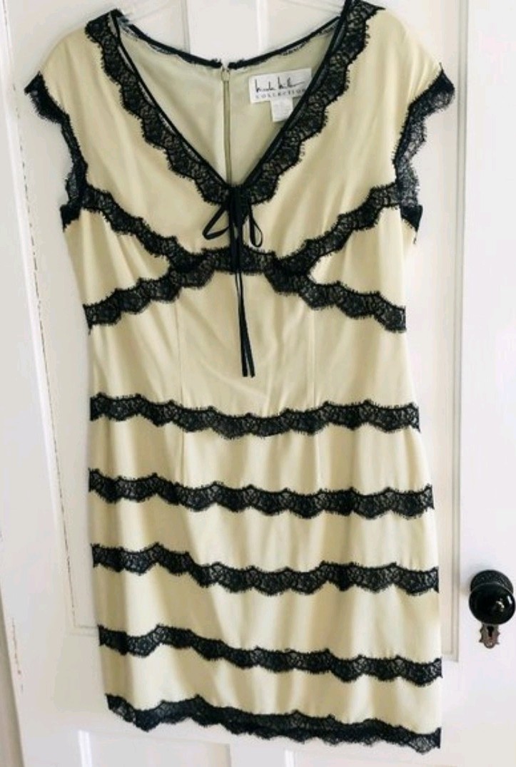 Nicole Miller Collection Women’s Silk Creme & Black Lace Size 12