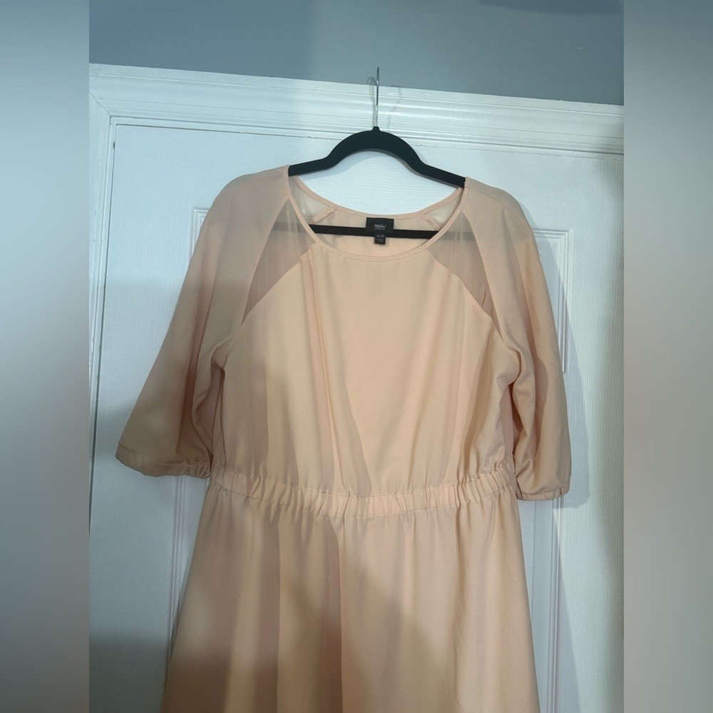 Mossimo Peach Sheer Shoulder Elastic Waist Dress XL