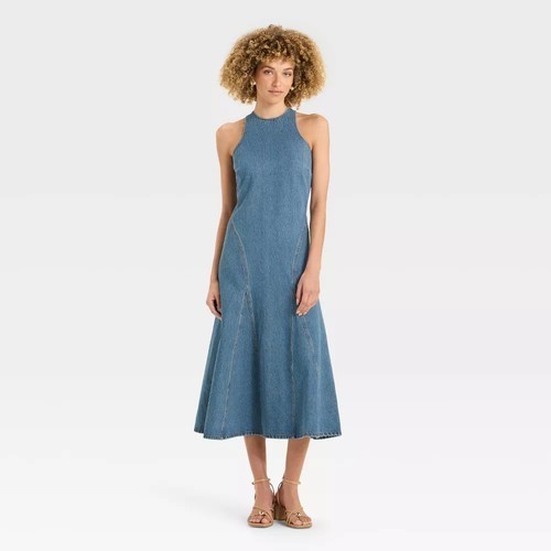 Women’s Racerback Denim Midi A-Line Dress – Future Collective Size 6
