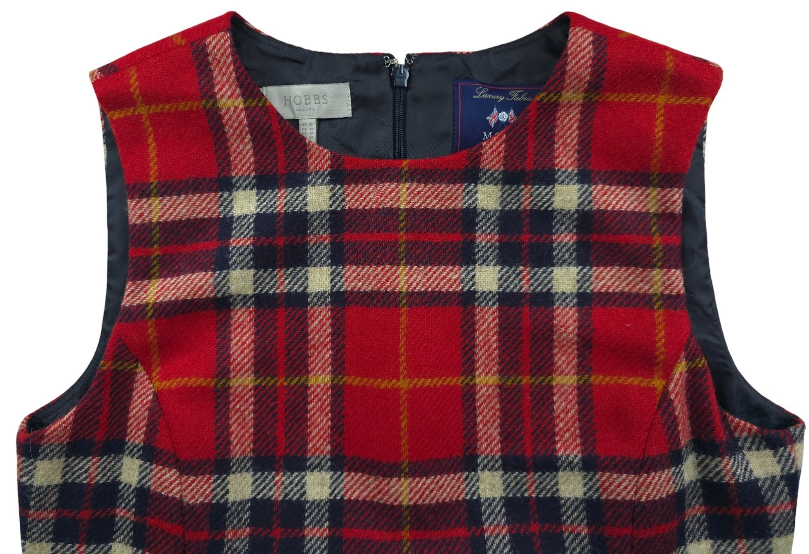 Hobbs Moon Red Wool Tartan Check Tweed Dress Size UK 10 / US 6 (S)