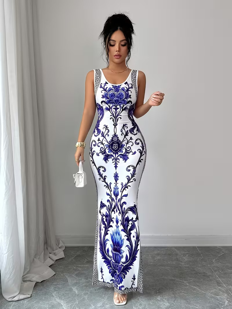 Luxurious Chinoiserie Waist Cinching Retro UAE Style Robe