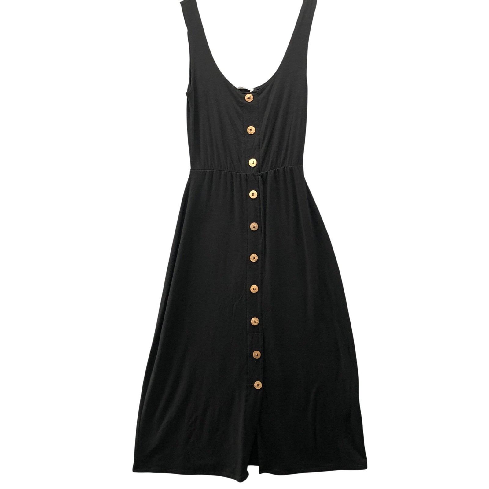 Reformation Jeans Ari Jersey Button Midi Dress Size S Black Sleeveless Tank