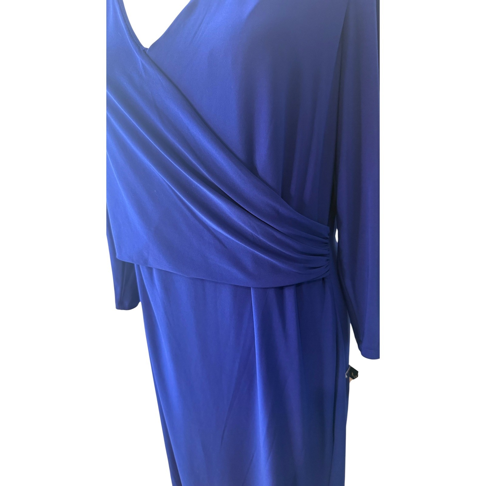 Lauren Ralph Lauren Blue Faux Wrap Dress Jersey Sheath Size 16 NWT