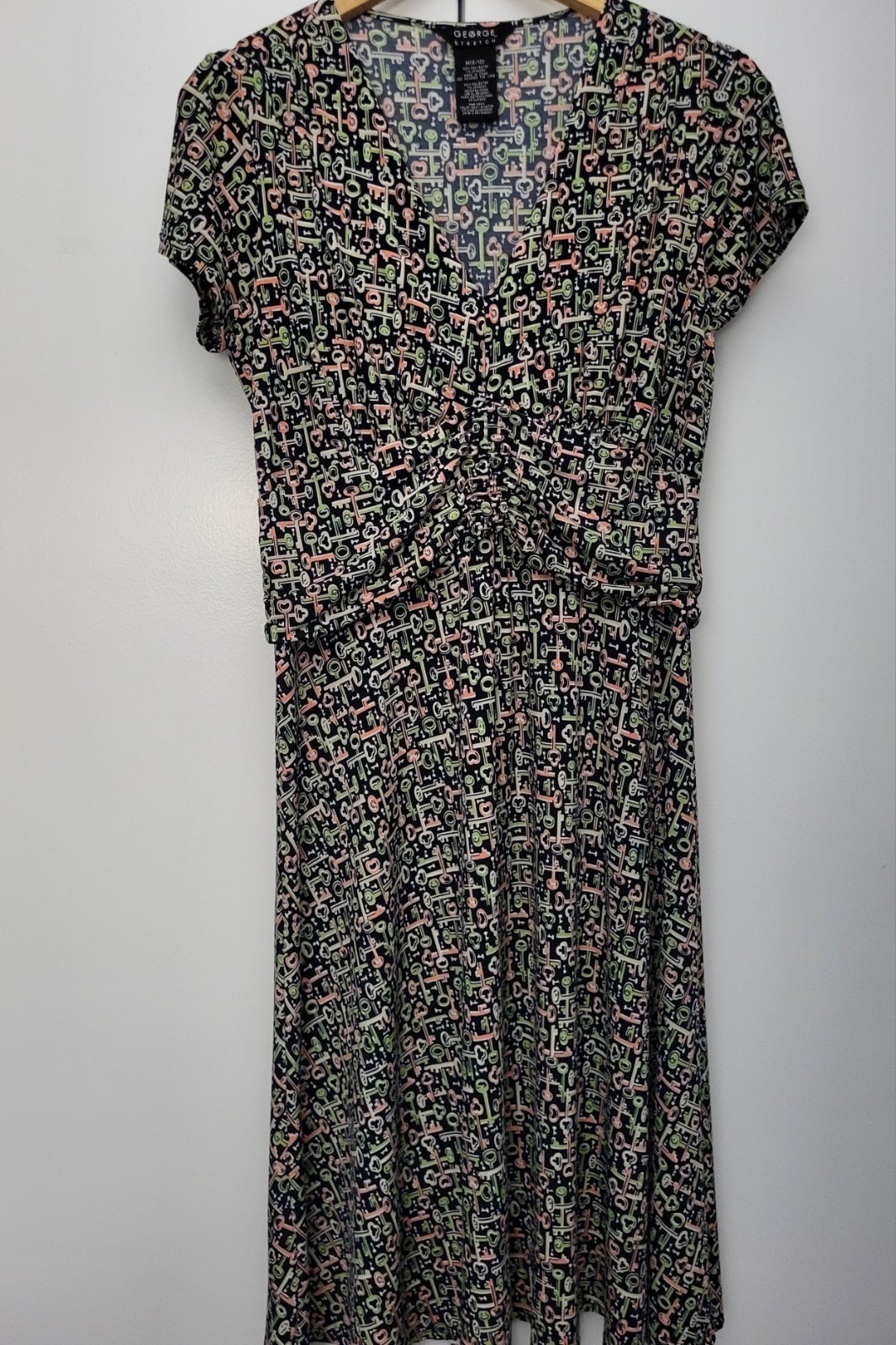George Women’s Multicolor Key Pattern Lightweight Stretch Dress Size Medium 8/10