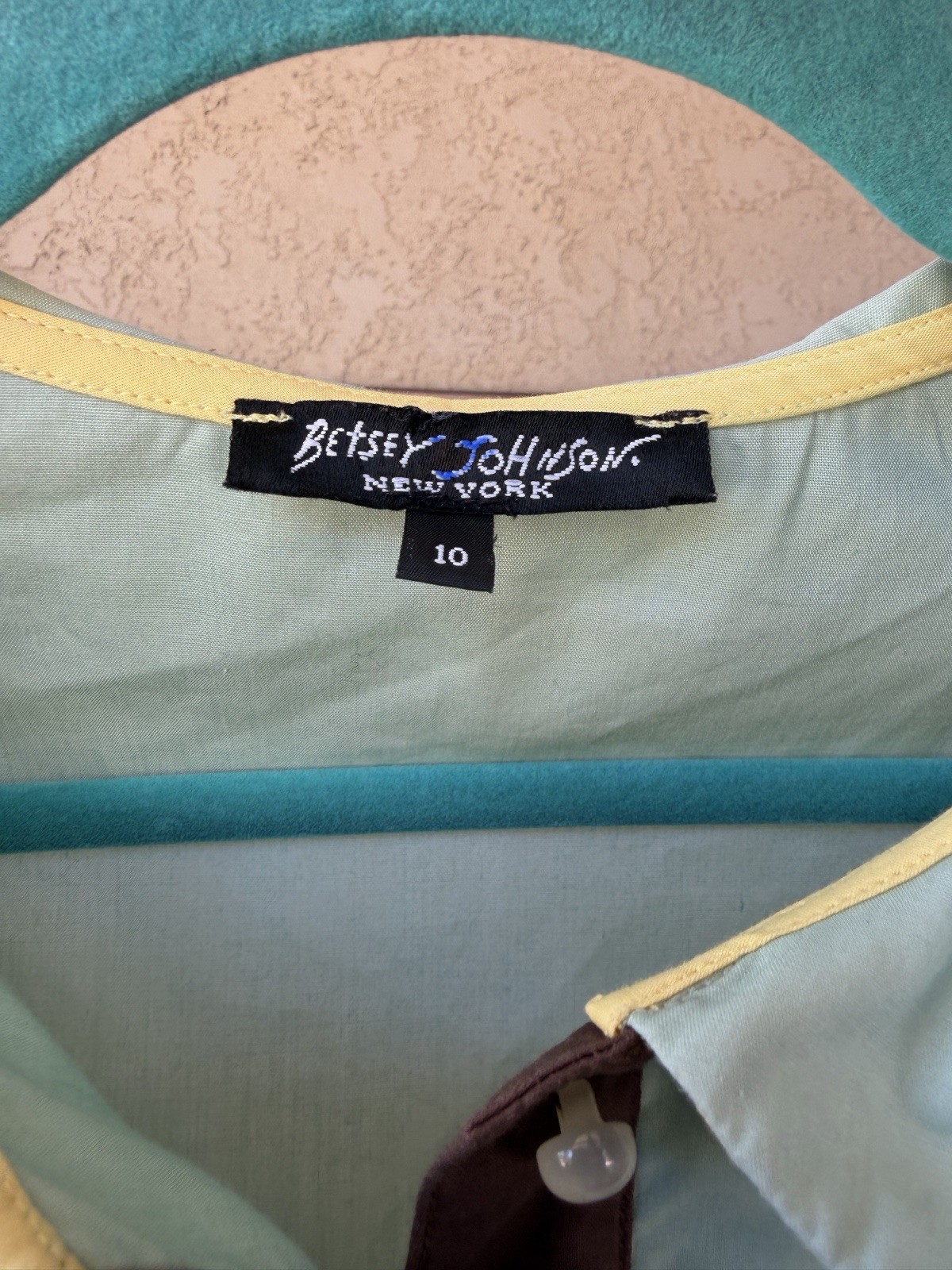 Vintage Betsey Johnson New York Dress Women’s 10 Brown Mint Green Mod Fairycore