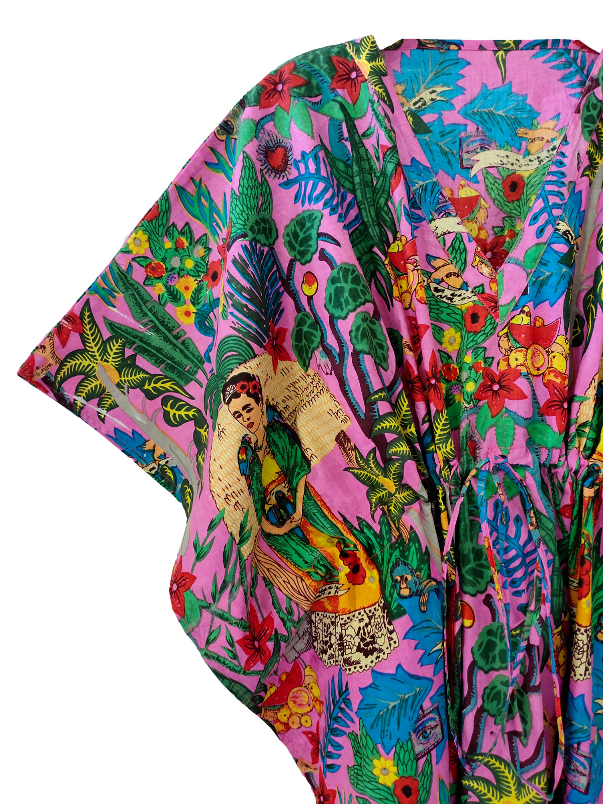 Indian Vintage 100% Cotton Long Beach Maxi Kaftan Dress One Size Caftan Kimono