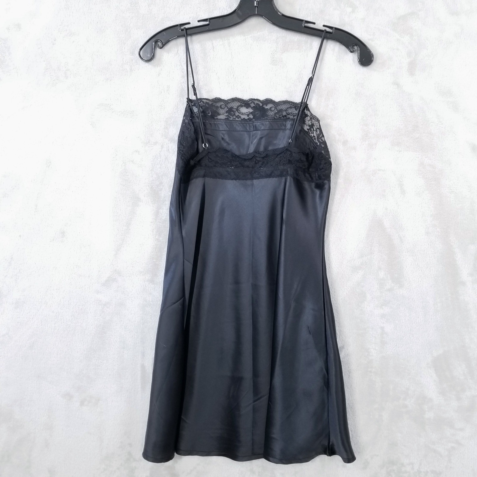 Abercrombie & Fitch Slip Dress Black Mini Satin Lace Trim Cami Women Small