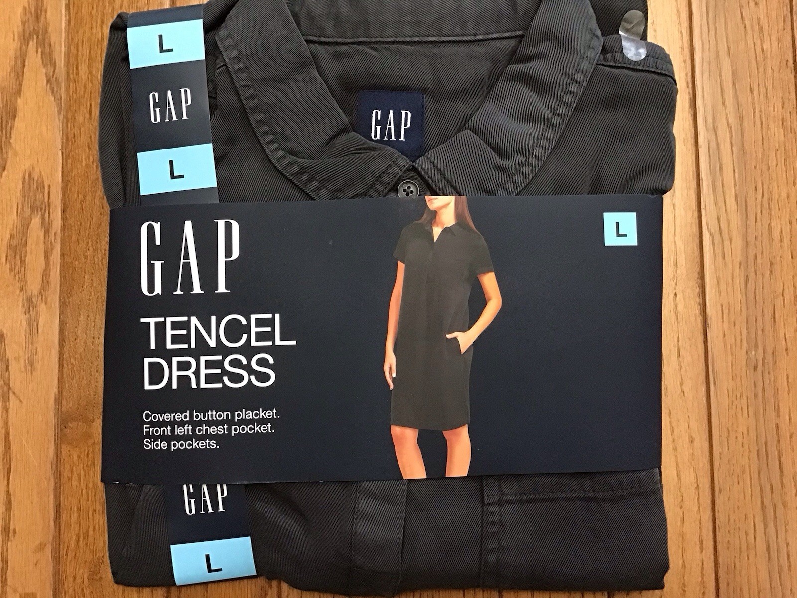 New GAP Large Womens Lightweight Relaxed Fit Pocketed Tencel Dress gray (D12)