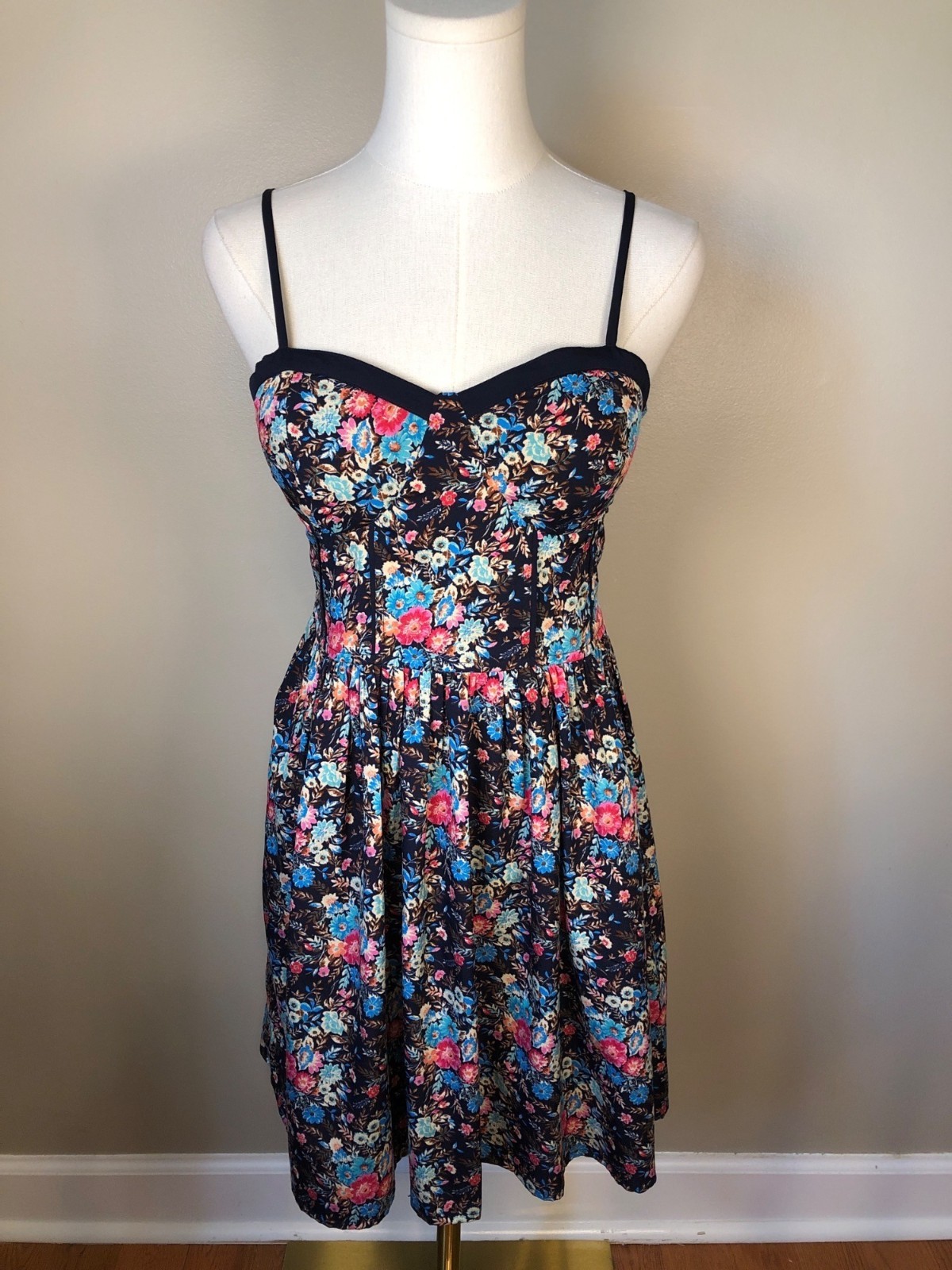 Band of Gypsies Corset Waist Floral Sun Dress Cottagecore Boho Coquette Size M