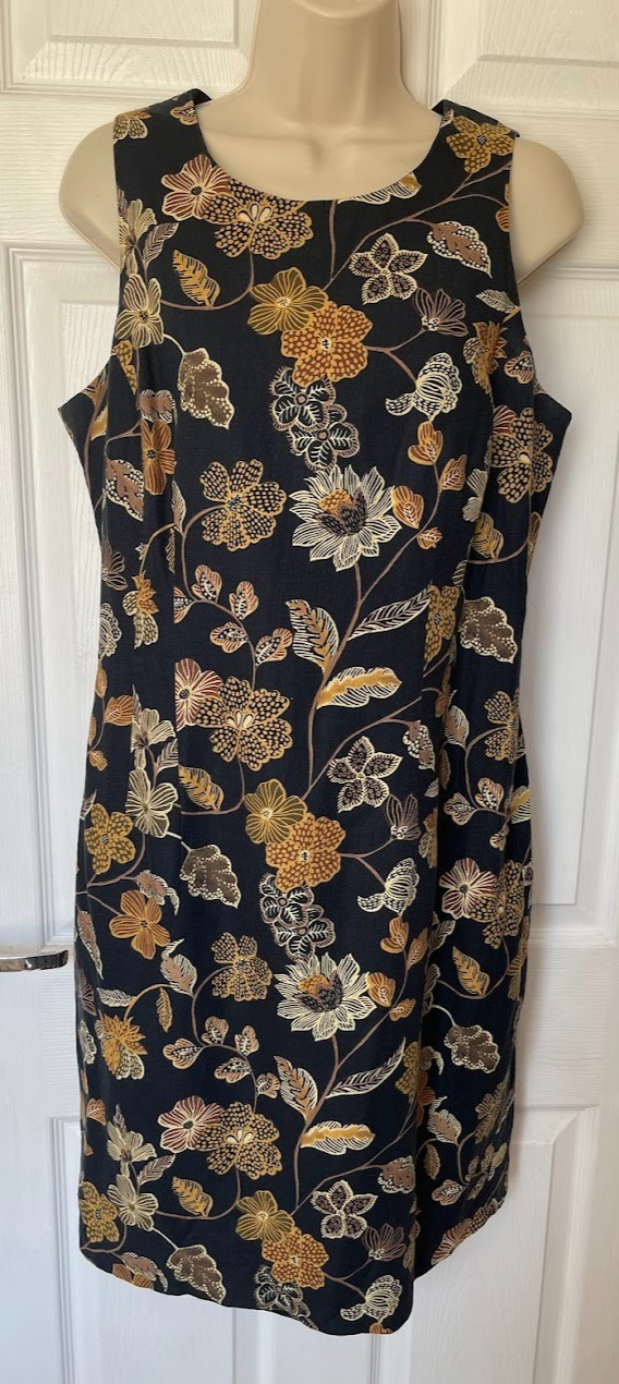 Maggy London by Kenneth Nolan Size 12 Linen & Cotton Blend Sleeveless Dress
