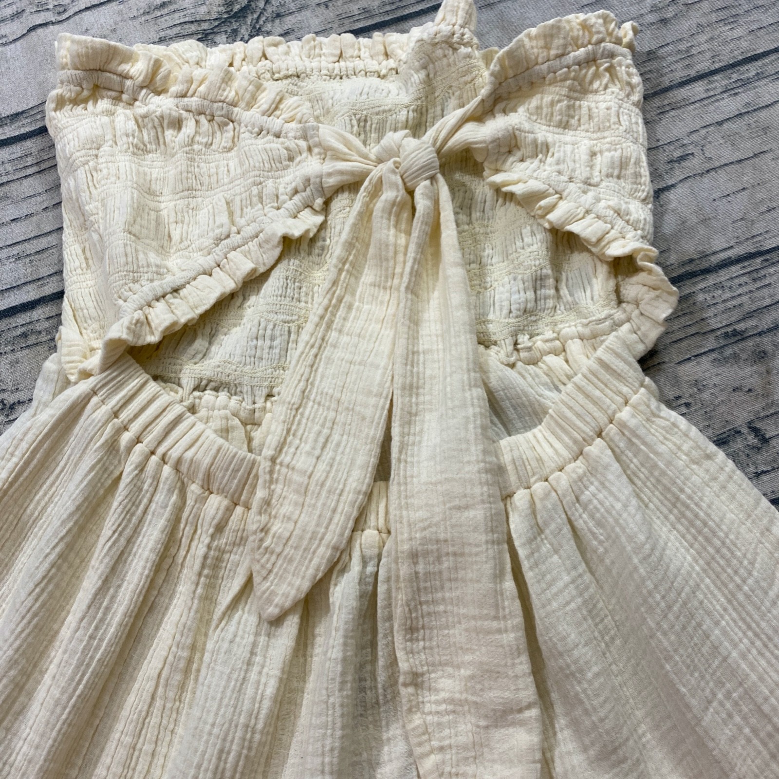 Sea New York Sophie Solid Strapless Smocked Cover Up Bodice Dress Womens M Cream
