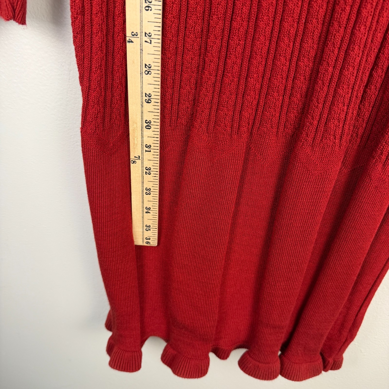 Coldwater Creek Sweater Dress Women Medium Red Cable Knit 100% Acrylic Crew Neck