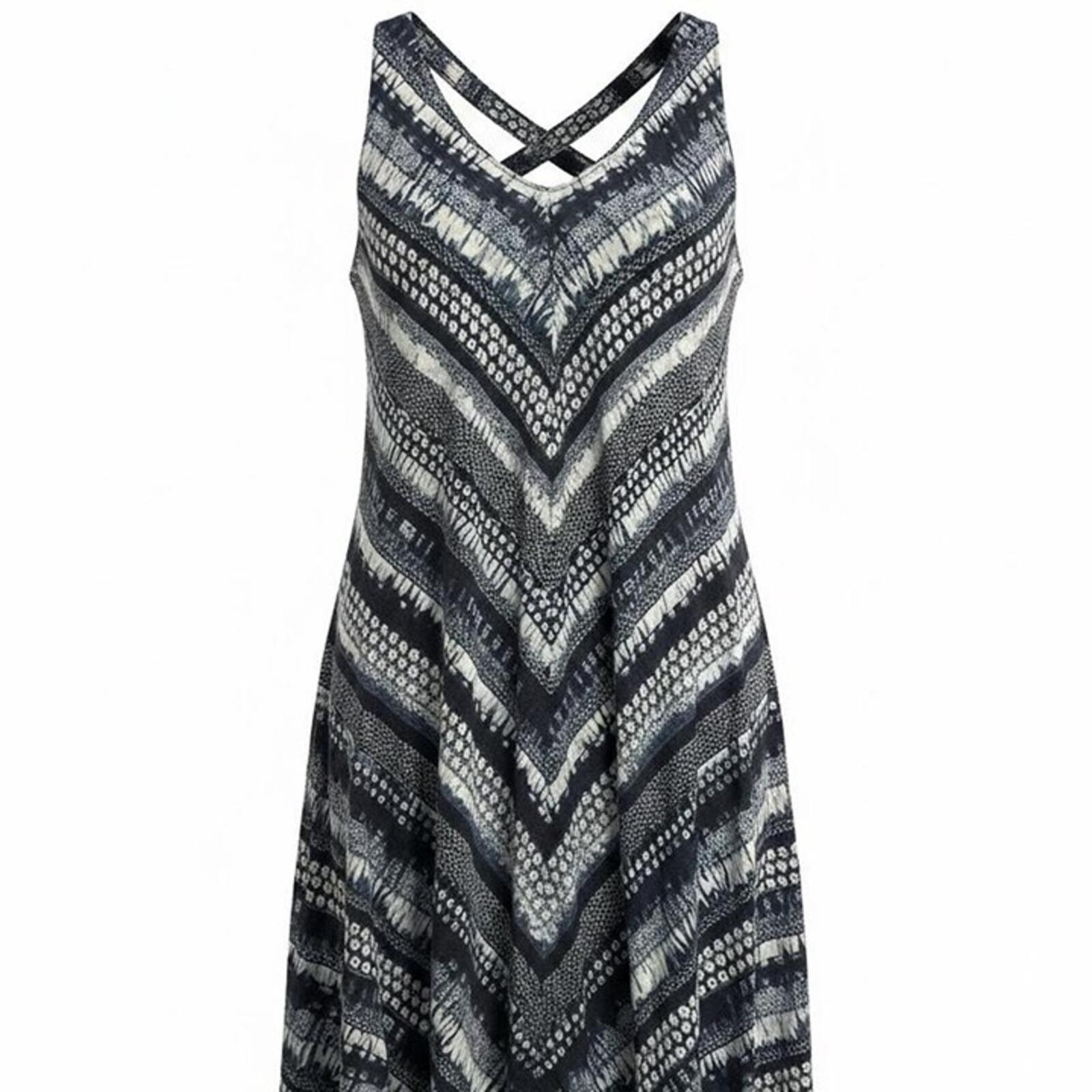 Style & Co V-Neck Patterned Dress with Crisscross Back