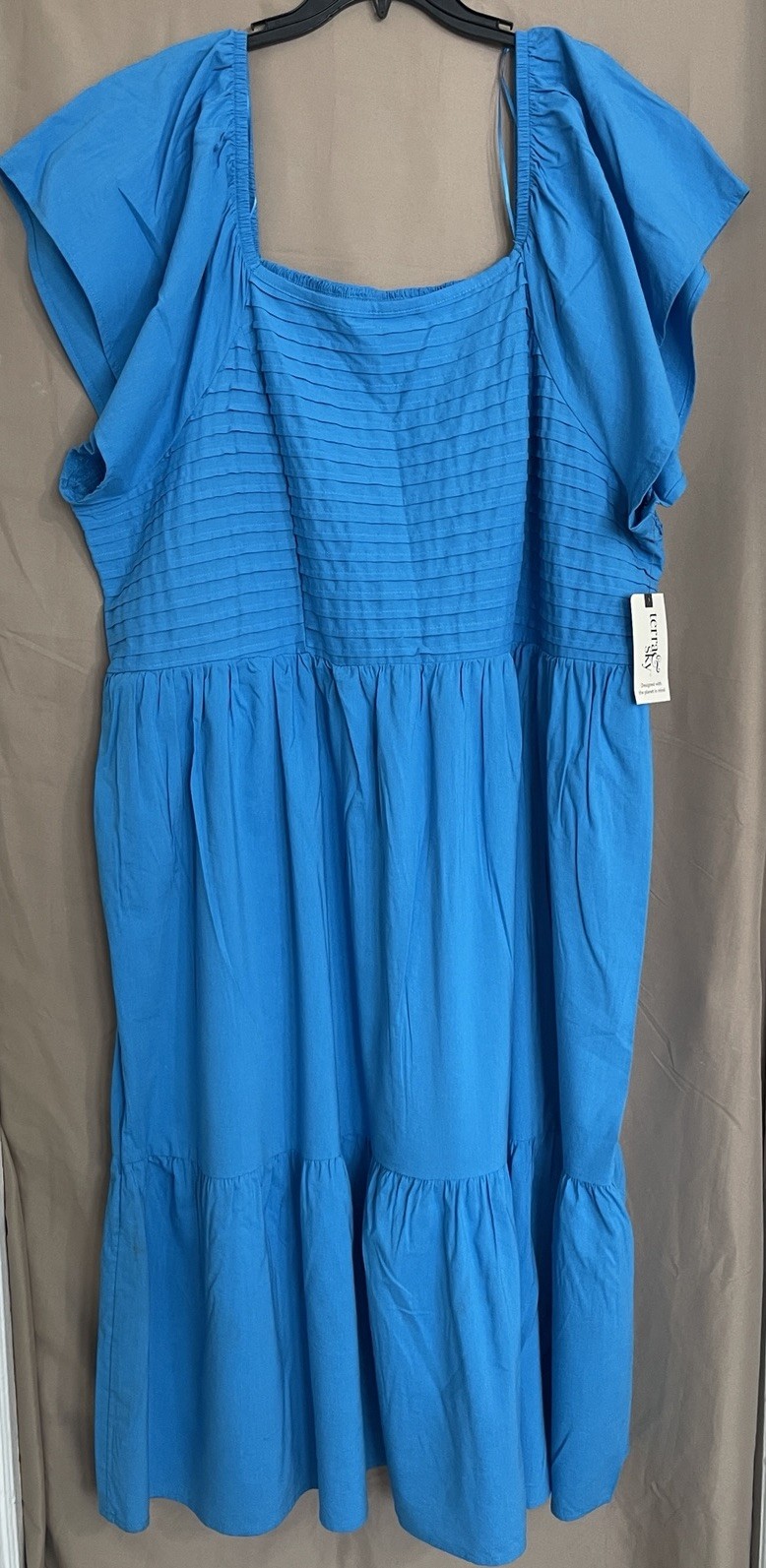 NWT Terra & Sky Women’s Plus Size 4x Flare Midi Dress Pleated Smoked Ruffle