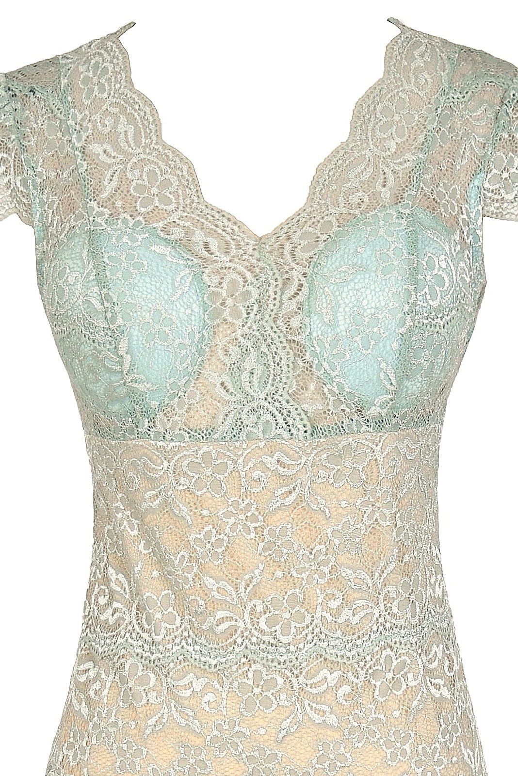 Ark & Co. Women’s Scalloped Hemline Sage Lace Bodycon Dresses Size S, M, L