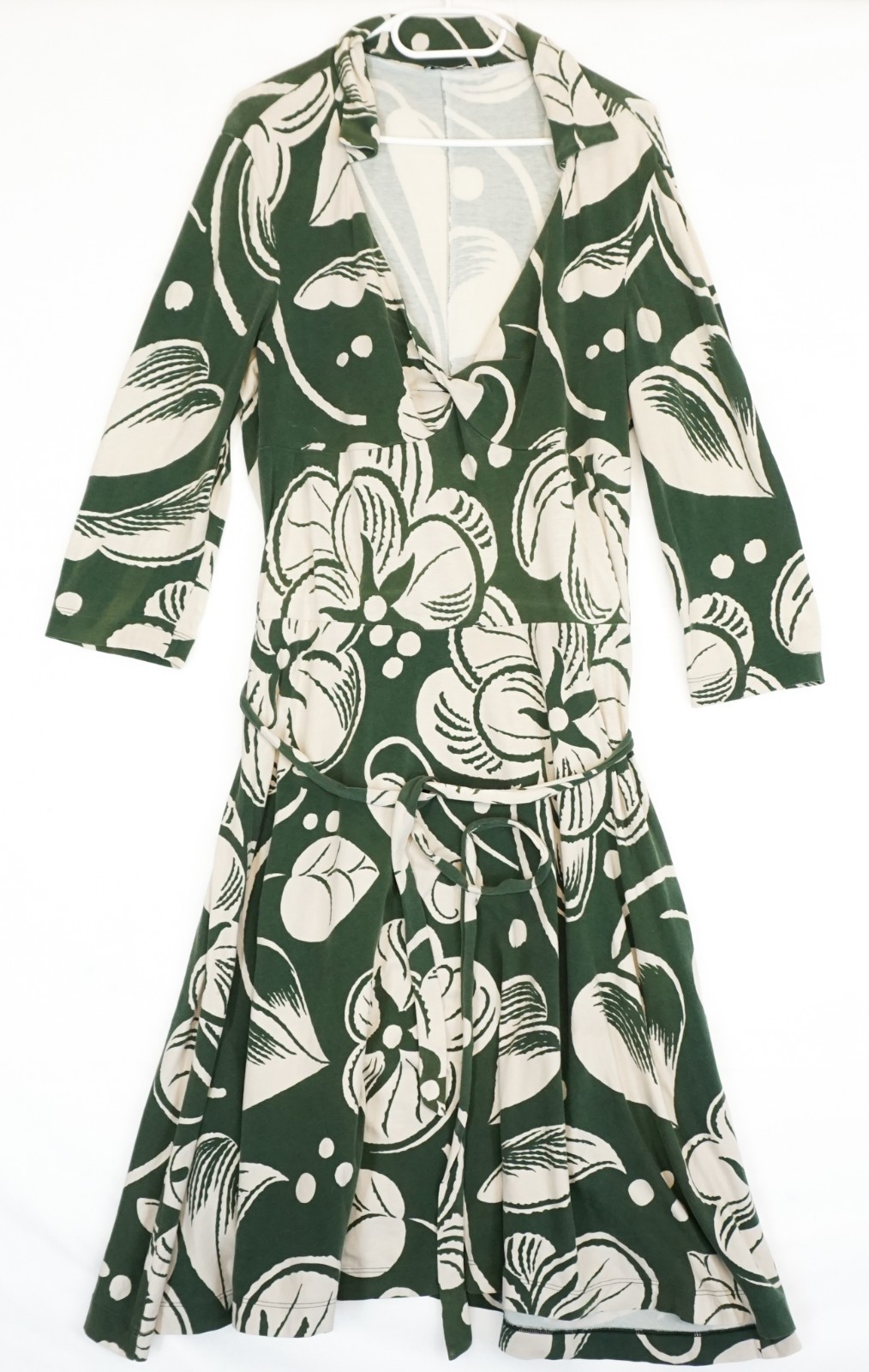 Moschino Green & Beige Floral Long Fit & Flare Dress Size US 14 UK 16 EU 44