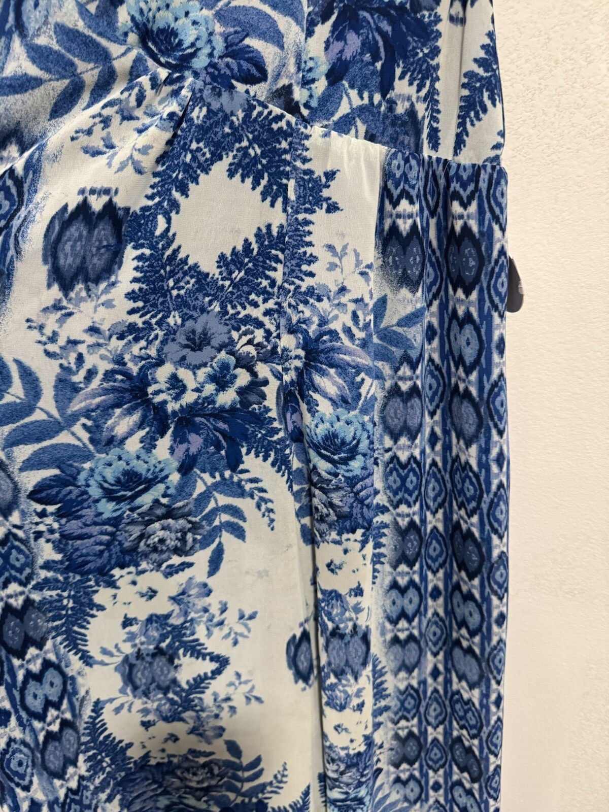 Encreme Dress Blue Eclectic Floral Print NWT Small Strappy Coastal Boho