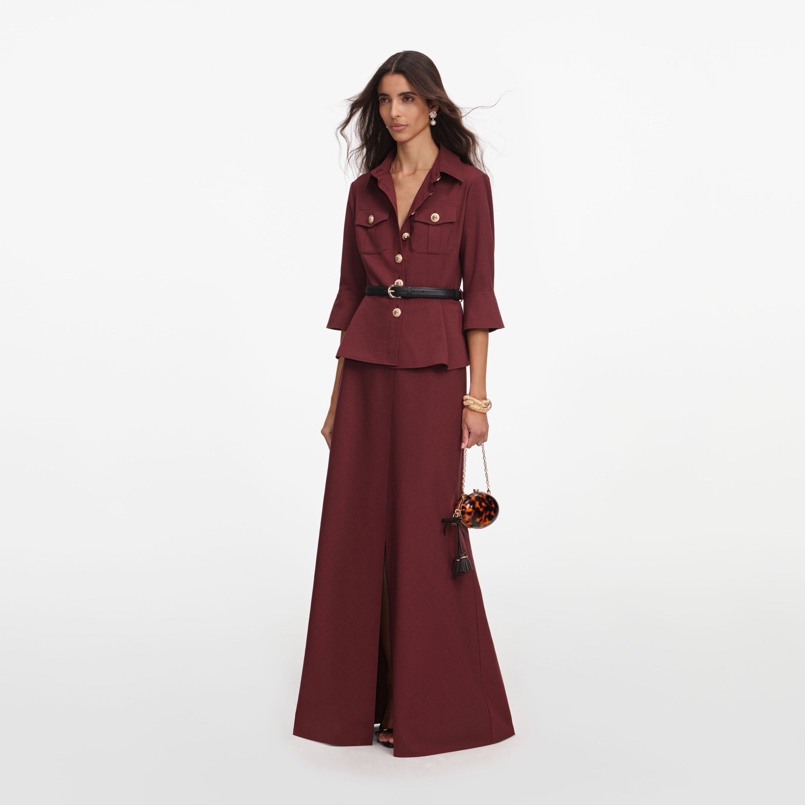 self portrait BROWN TWILL MAXI DRESS $ 740 Size US 6 UK 10