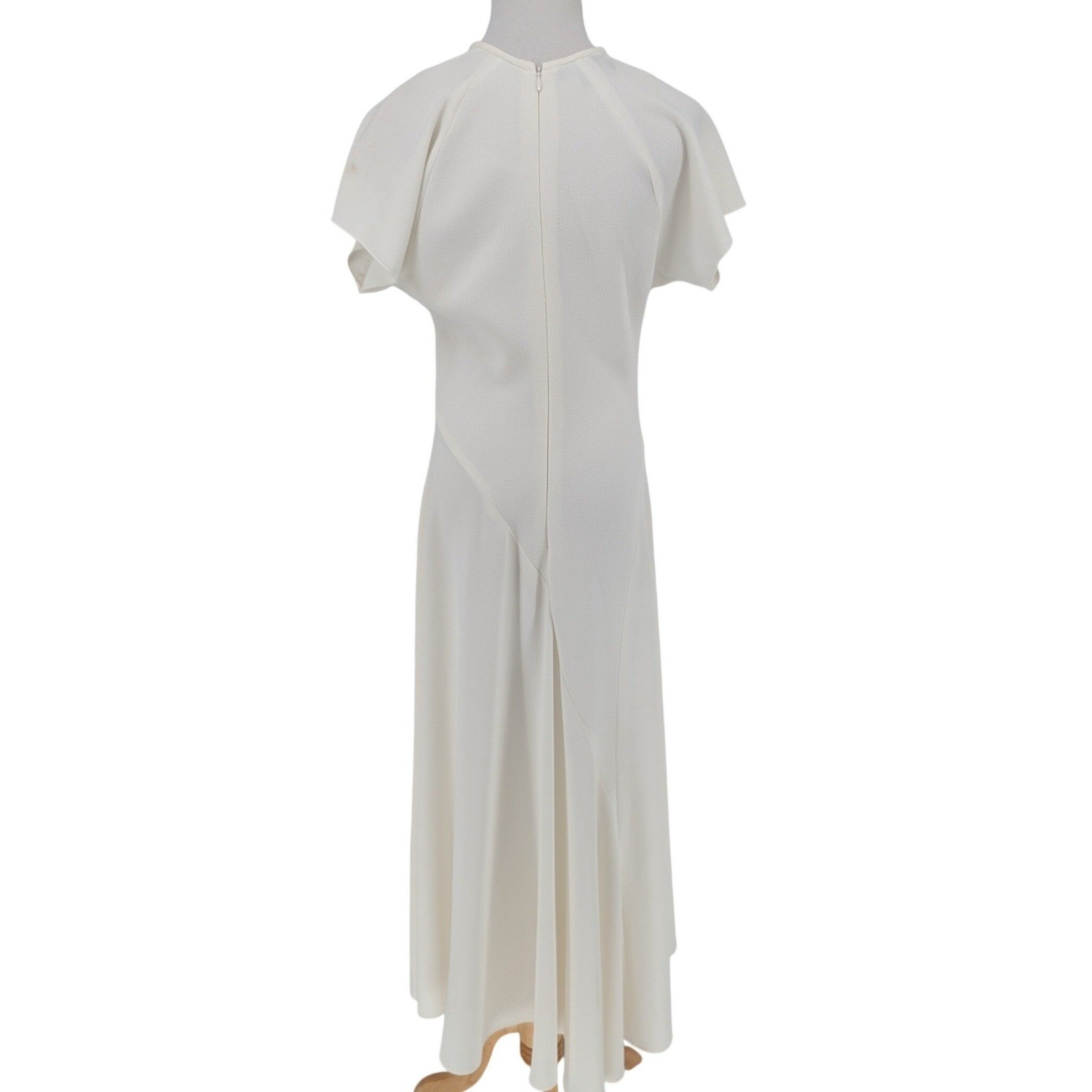 Ellery Ivory Crepe Midi Dress Godet Hem Architectural Luxury Minimalist Chic