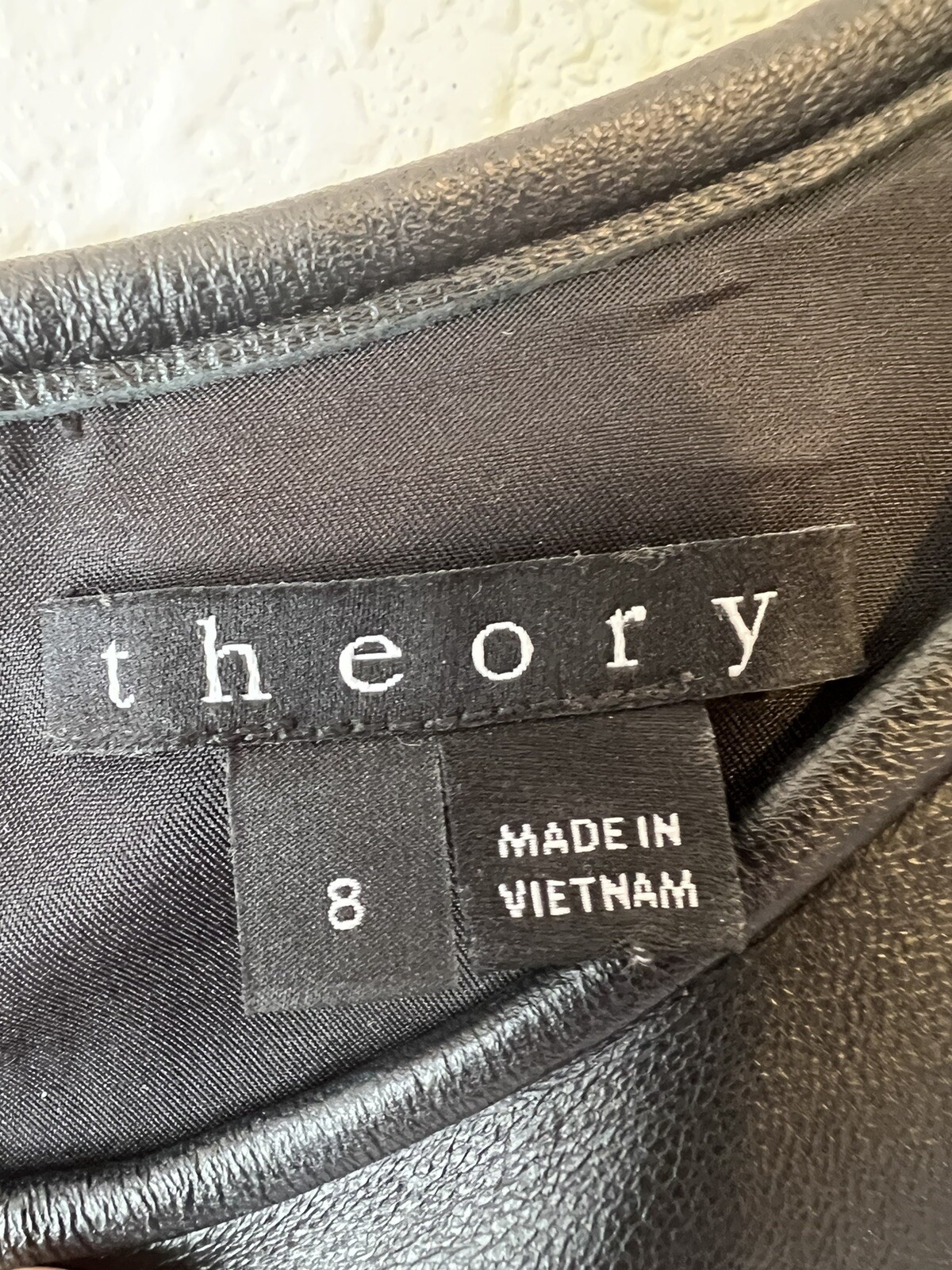 Theory Sheath Dress Leather Trim Dry Clean Only Size 8 Bodycon Preowned