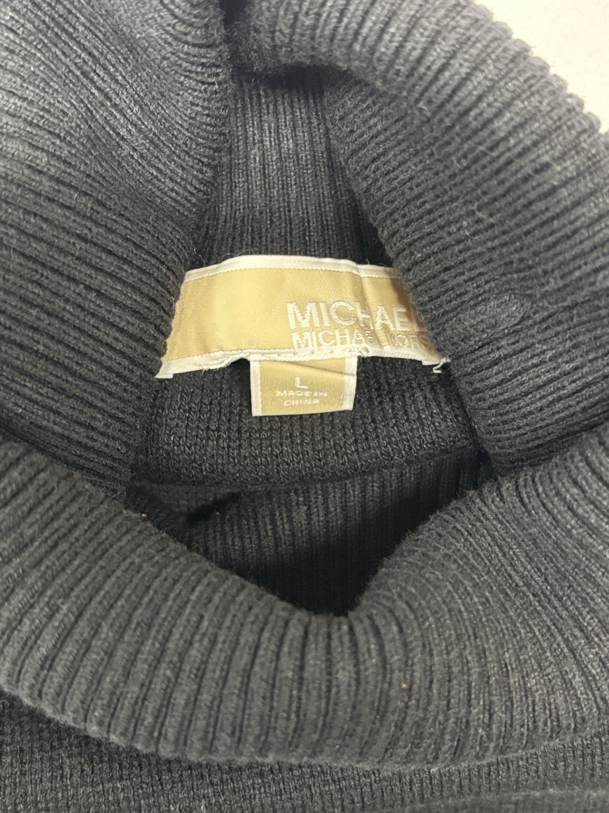 Michael Kors Black Turtleneck Cap-Sleeve Sweater Dress w/Side Zipper 44% cotton