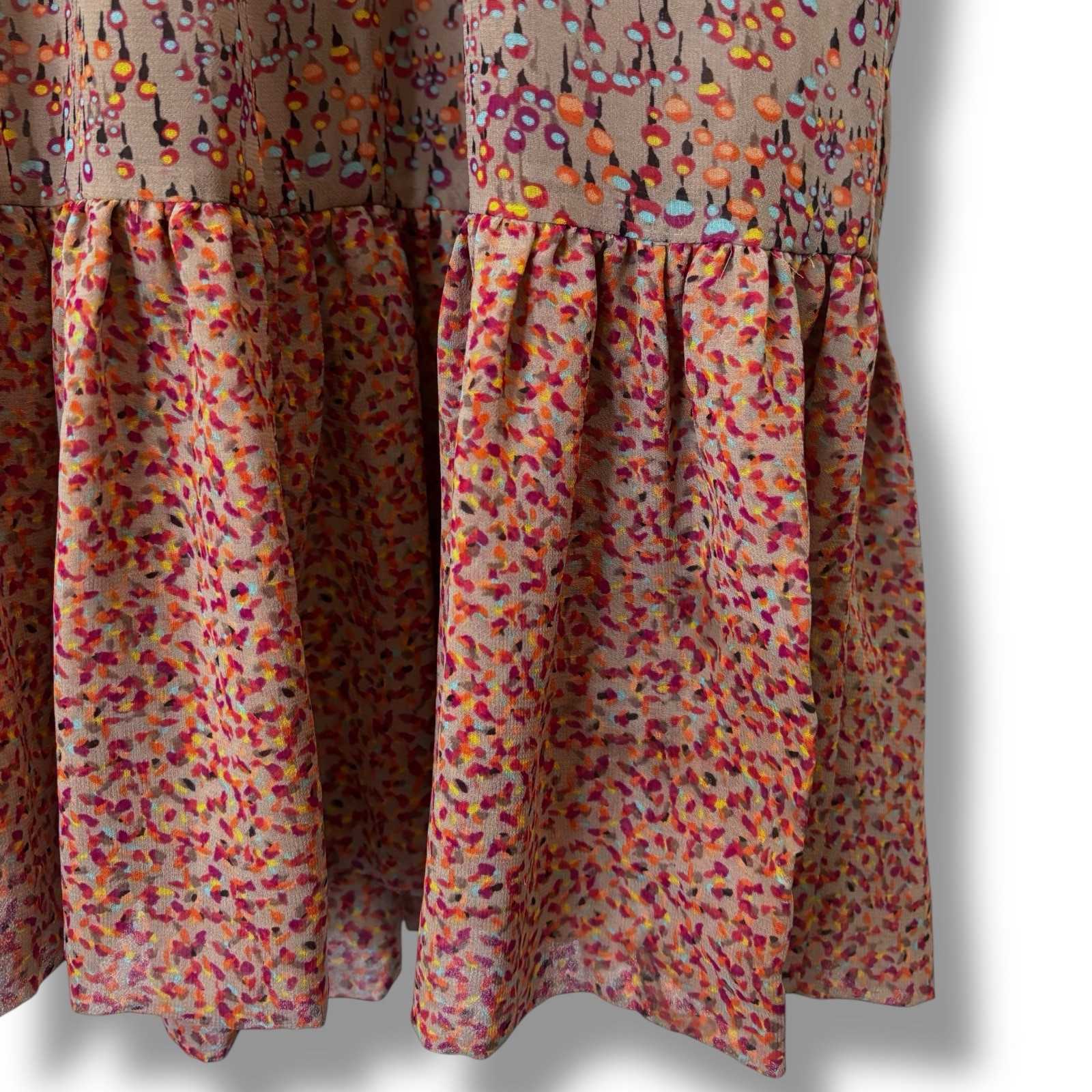 Vtg Kensie Maxi Slip Dress Womens M Boho Y2K Western Cottage Ruffle Lined Flowy