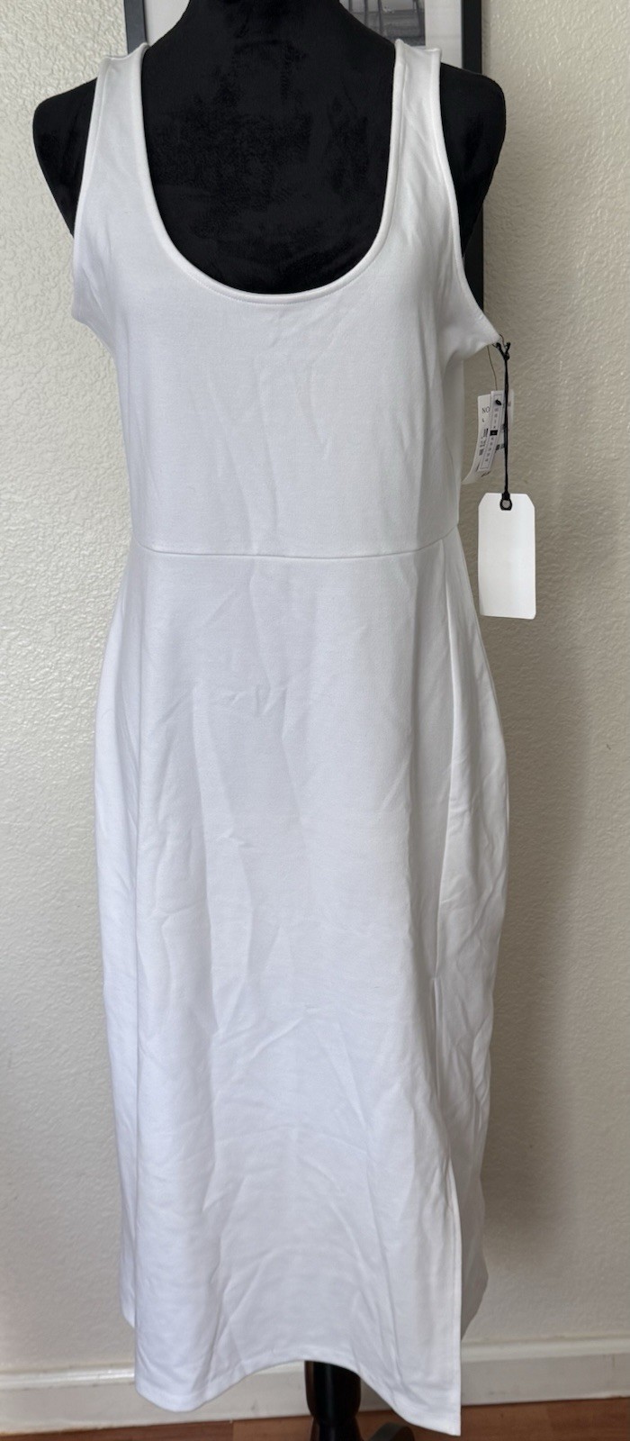 Leith Nordstrom Women’s White Tank Sleeveless Bodycon Midi Dress Leg Slit Size L