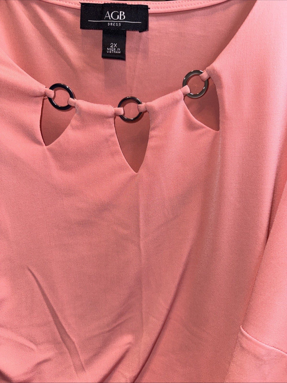 AGB Dress Womens 2X Silver Detail Neck