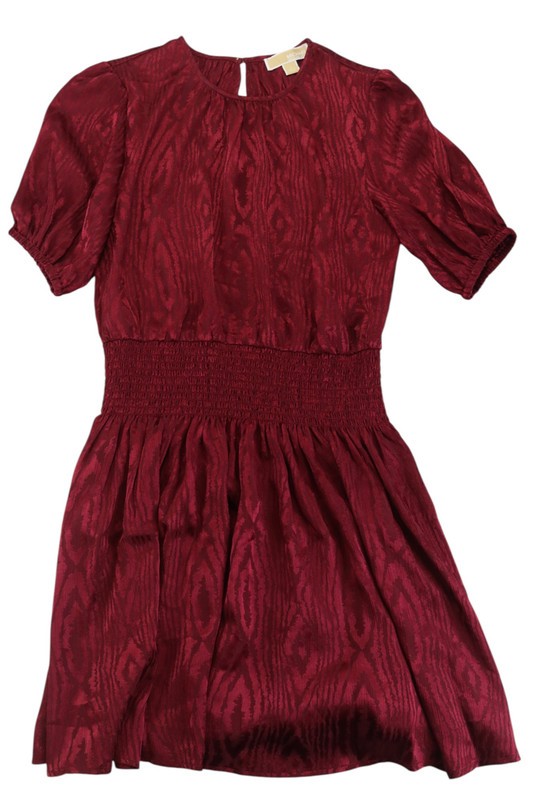 Michael Michael Kors Women’s Satin Smocked Mini Dress (Dark Brandy, X-Small)