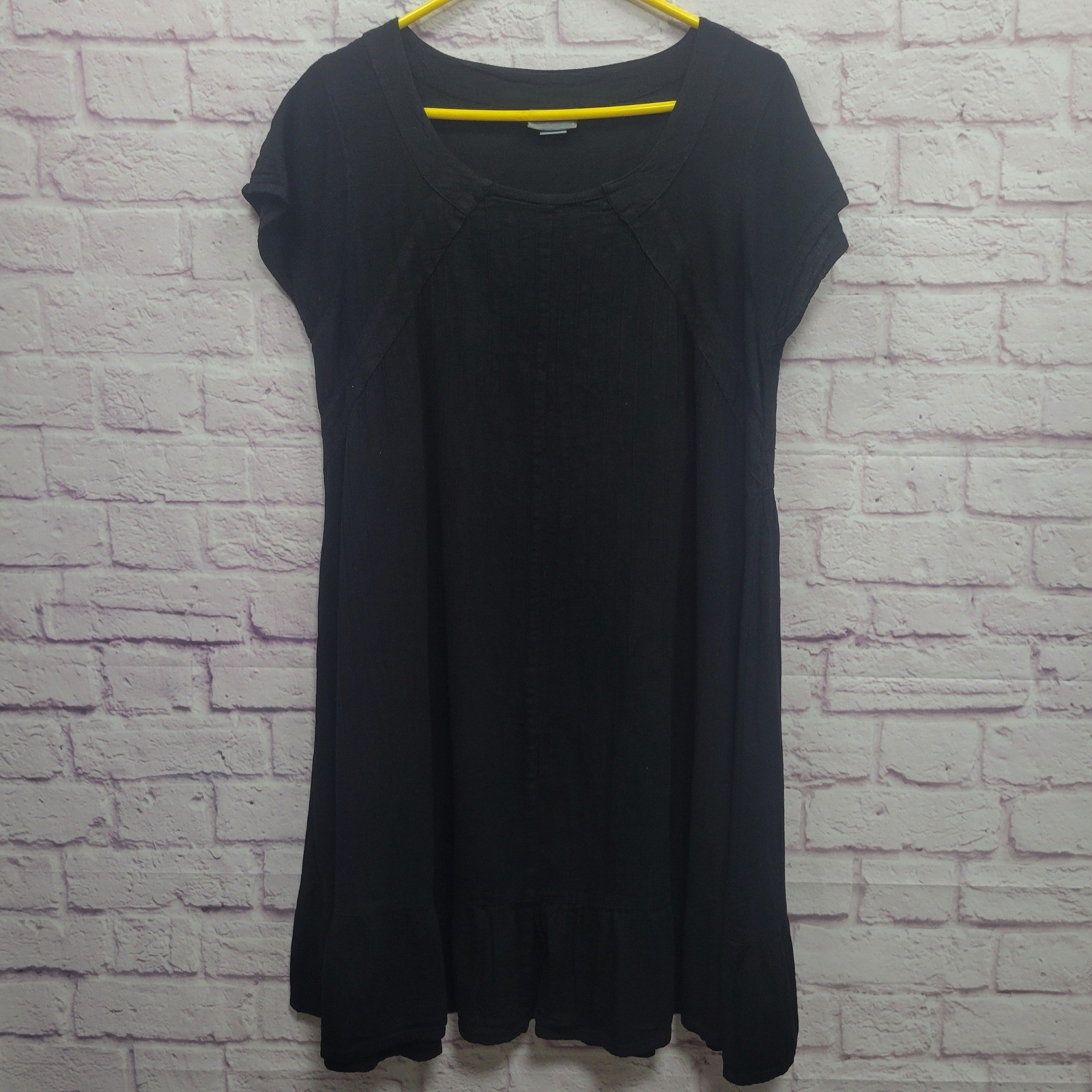Eucalyptus Black Pintuck Mini Dress Size L Guatemala Dark Cottage Fairy Goth