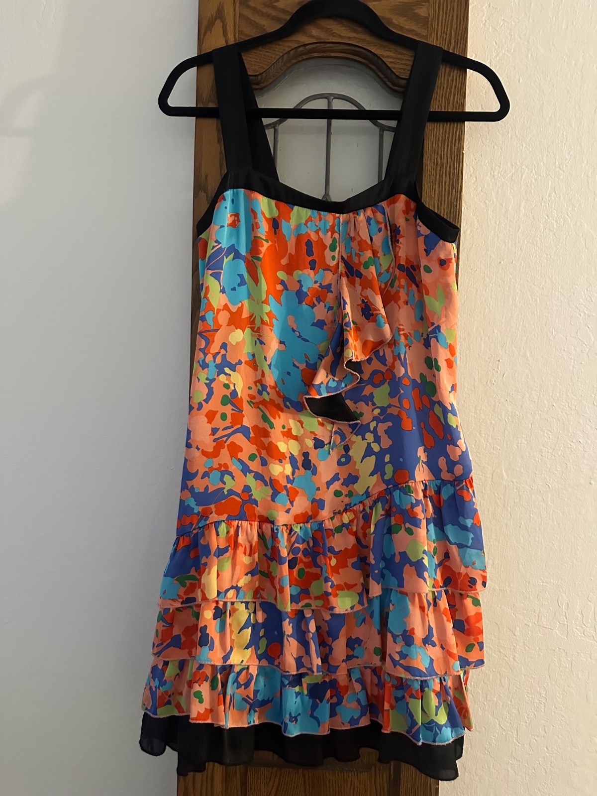 Kensie S Artsy Floral Ruffles Flapper Style Short Dress