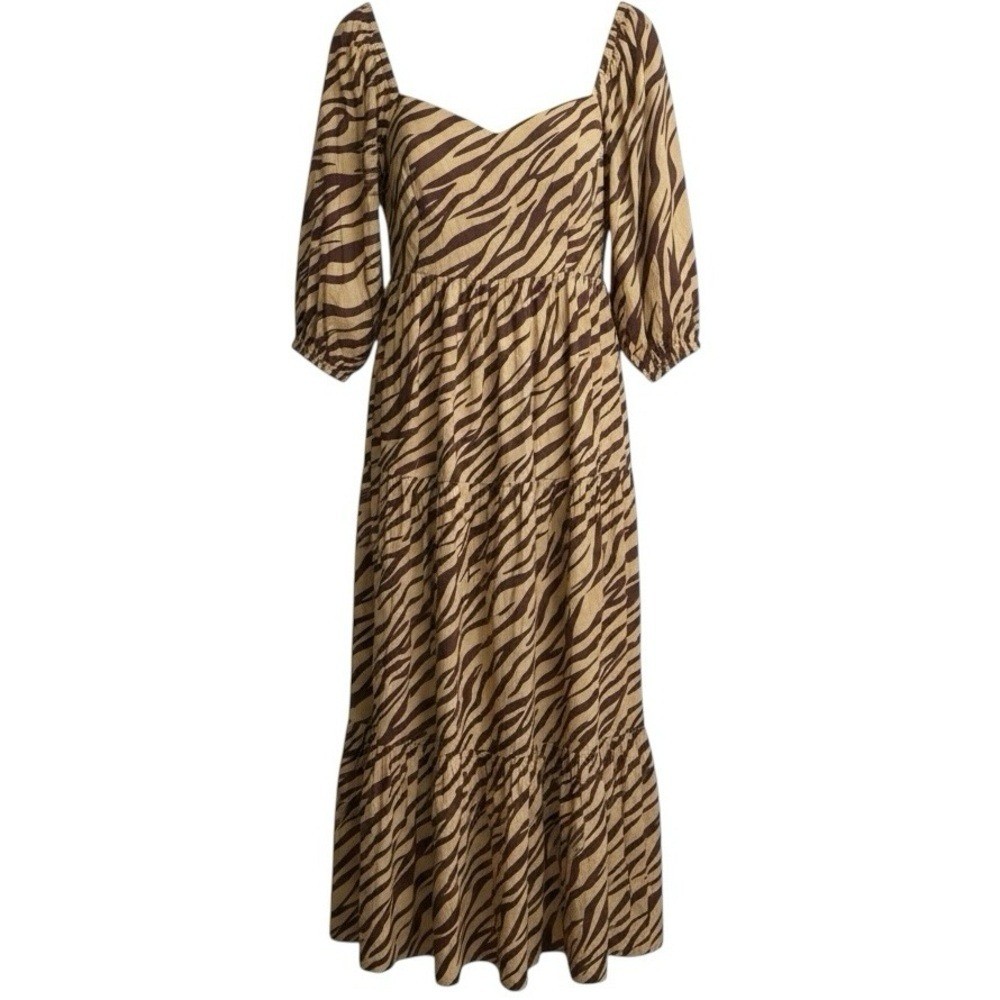 Anthropologie Blossom Maxi Dress NWT Size XL Textured Brown Multi Animal Print